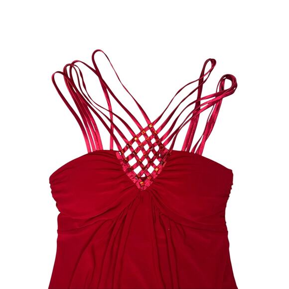 Y2K 90s Women’s Bedazzled Criss Cross Tank Top Red Size Small Vintage - Picture 8 of 12